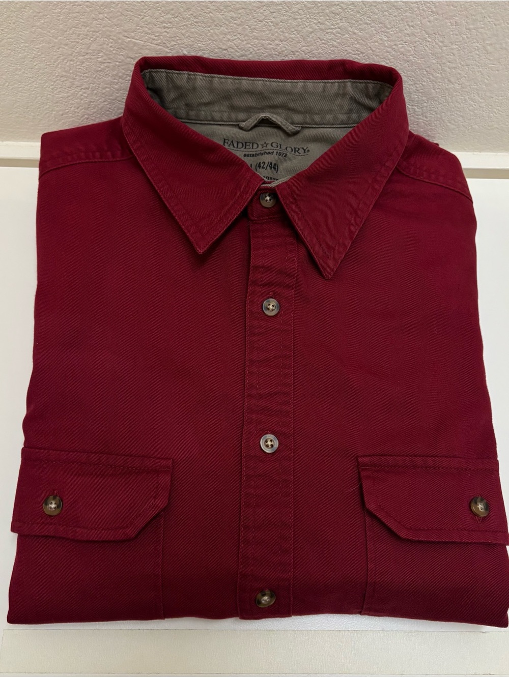 Faded Glory Men's Button-Down Shirt in Burgundy